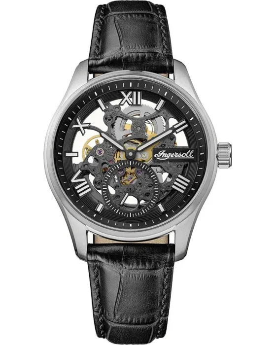 Men's watch Ingersoll The Maverick Automatic I17401, Black dial, Strap in Leather