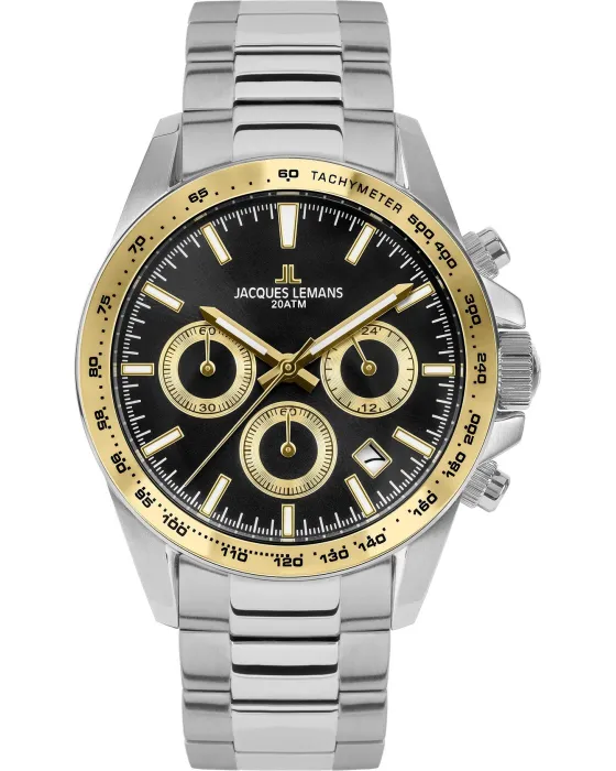 Male watch Jacques Lemans Liverpool Chronograph 1-1877H, Black dial, Bracelet in Stainless Steel