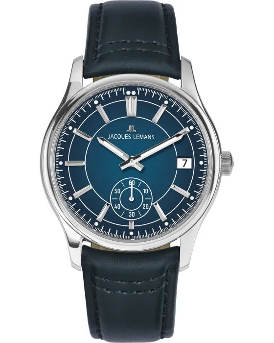 Men's watch Jacques Lemans Derby 1-2197B, Blue dial, Strap in Leather