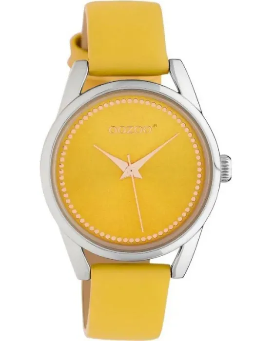 Γυναικείο ρολόι Oozoo Timepieces JR306, Κίτρινο καντράν, Λουρί από Δερμάτινο