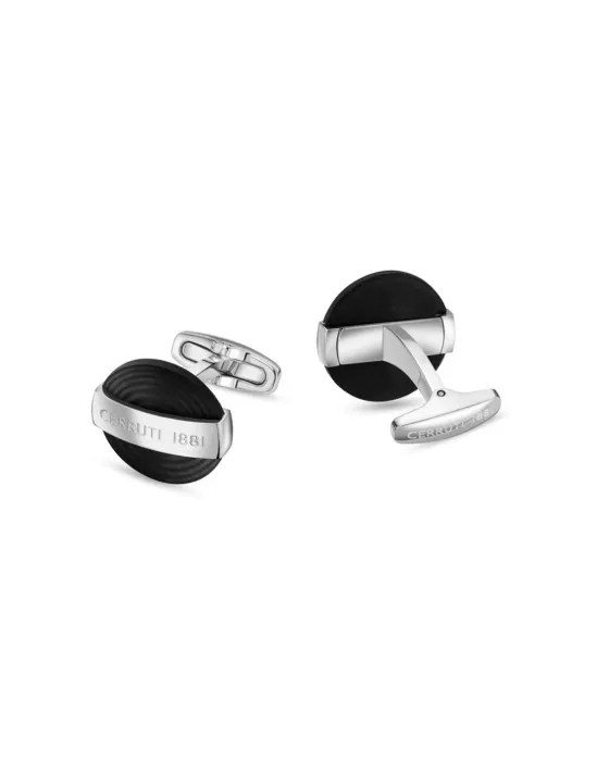 Cufflinks Μανικετόκουμπα Cerruti Genovese CIAGC0010401, Stainless steel, Black / Silver