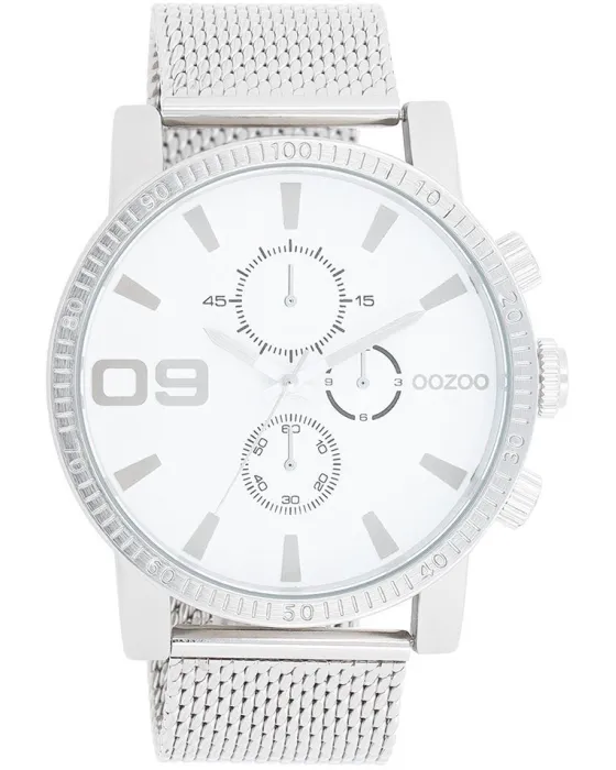 Ανδρικό ρολόι Oozoo Timepieces C11213, Λευκό καντράν, Μπρασελέ από Μεταλλικό