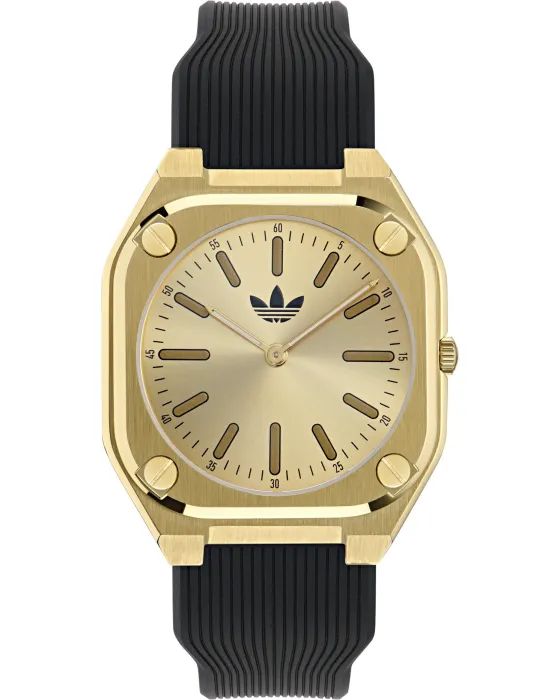 Women's watch Adidas Originals City Tech Thin AOFH24502, Gold dial, Strap in Silicone