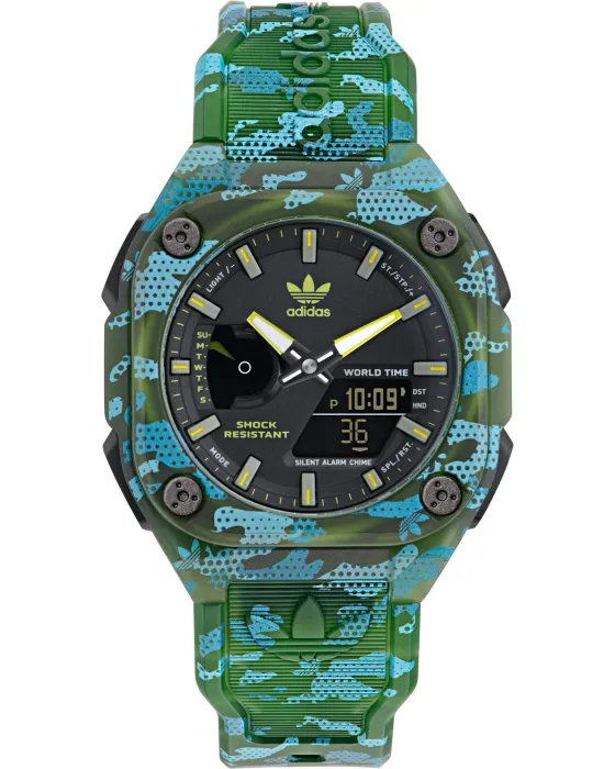 Men's watch Adidas Originals City Tech One GRFX AOST24075, Greenish brown dial, Strap in Material Biological Origin