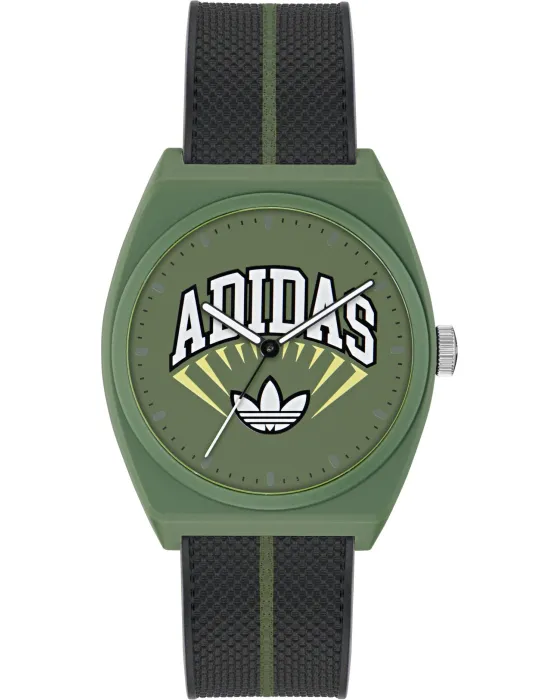 Female watch Adidas Originals Project Two AOST25036, Green dial, Strap in Resin
