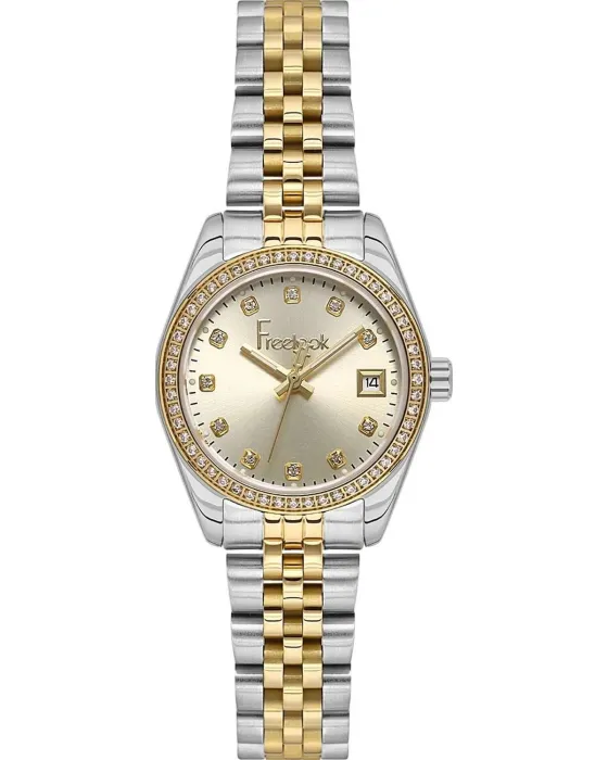 Female watch Freelook Charmant Crystals FL.1.10513-3, Gold dial, Bracelet in Stainless Steel