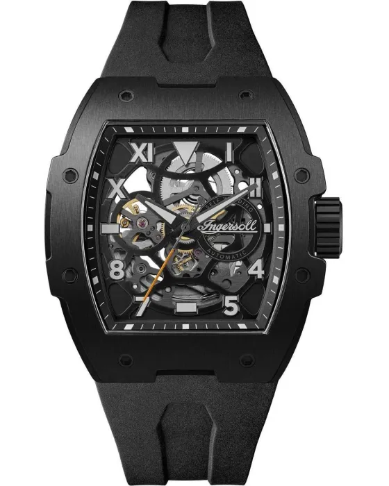 Ανδρικό ρολόι Ingersoll Play Automatic I15302, Μαύρο καντράν, Λουρί από Καουτσούκ