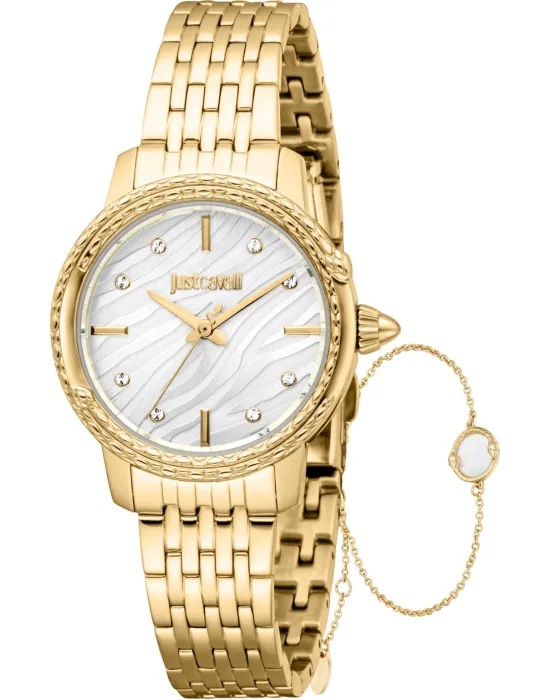 Γυναικείο ρολόι Just Cavalli Euforia Set JC1L336M0055, Ασημί καντράν, Μπρασελέ από Ανοξείδωτο ατσάλι