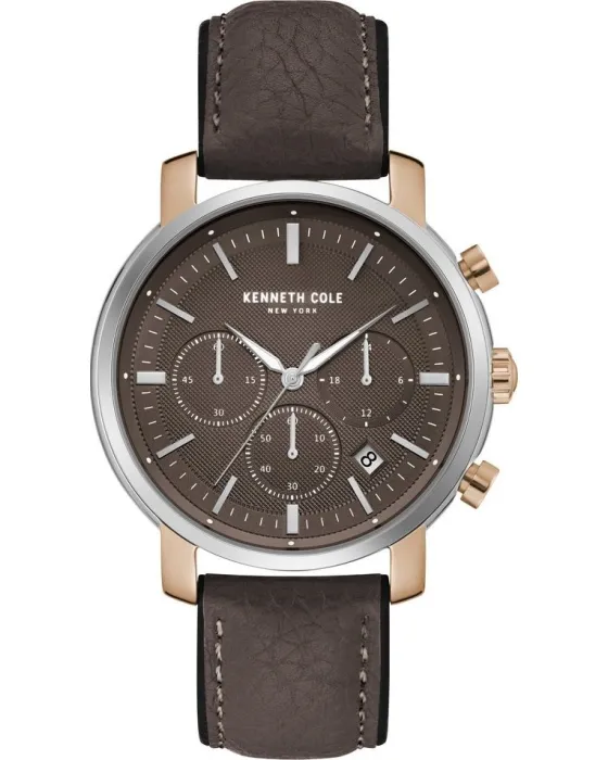 Men's watch Kenneth Cole Dress Sport Chronograph KC50775003, Brown dial, Strap in Leather