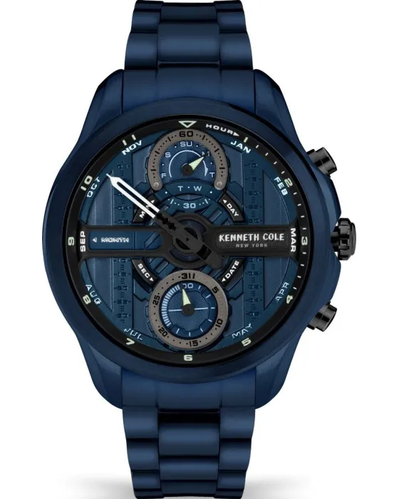 Ανδρικό ρολόι Kenneth Cole Modern Dress Sport KCWGI2125501, Μπλε καντράν, Μπρασελέ από Ανοξείδωτο ατσάλι