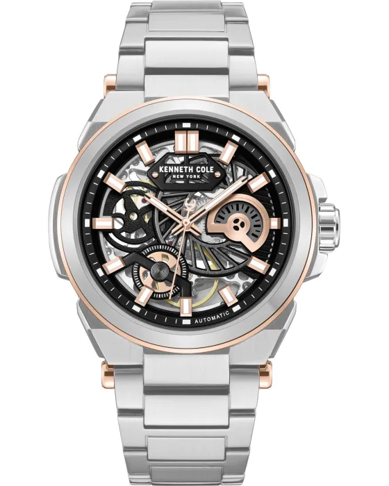 Ανδρικό ρολόι Kenneth Cole Automatic KCWGY0065605, Μαύρο καντράν, Μπρασελέ από Ανοξείδωτο ατσάλι