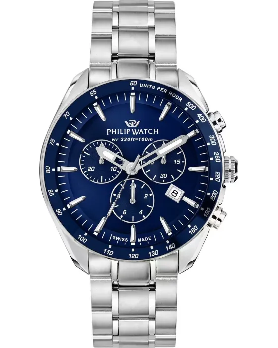 Male watch Philip Watch Blaze Chronograph R8273995017, Blue dial, Bracelet in Stainless Steel