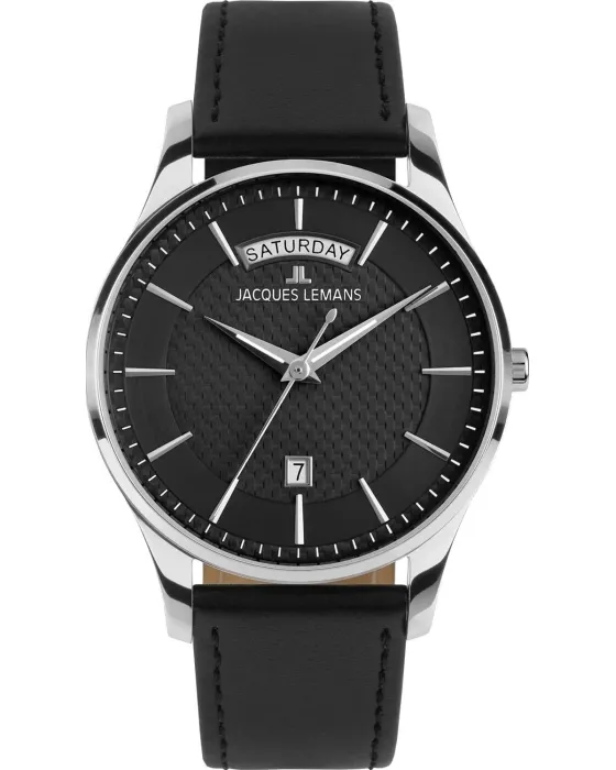 Men's watch Jacques Lemans London 1-2193A, Black dial, Strap in Leather