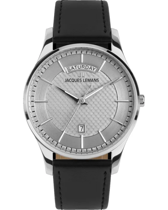 Men's watch Jacques Lemans London 1-2193B, Silver dial, Strap in Leather
