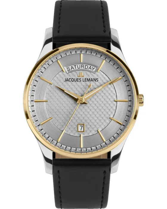 Men's watch Jacques Lemans London 1-2193E, Silver dial, Strap in Leather