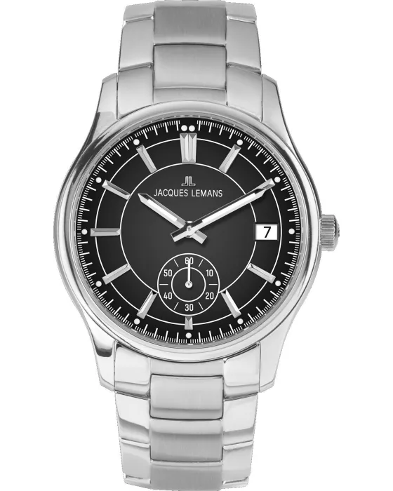 Men's watch Jacques Lemans Derby 1-2197F, Black dial, Bracelet in Stainless Steel