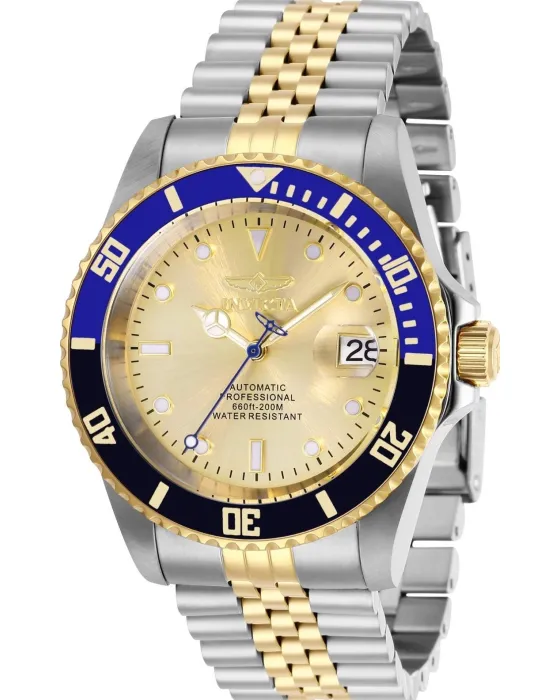 Men's watch Invicta Pro Diver Automatic 29181, Gold dial, Bracelet in Stainless Steel