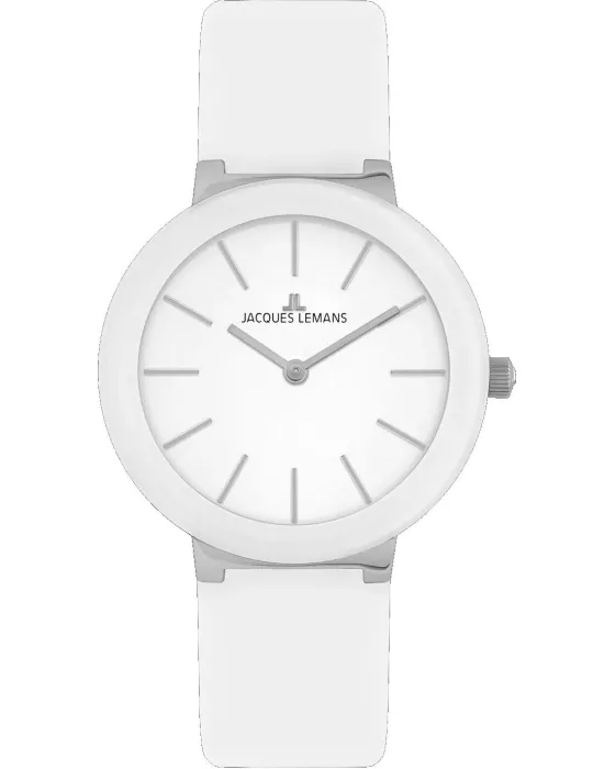 Female watch Jacques Lemans Monaco 42-9B, White dial, Strap in Leather