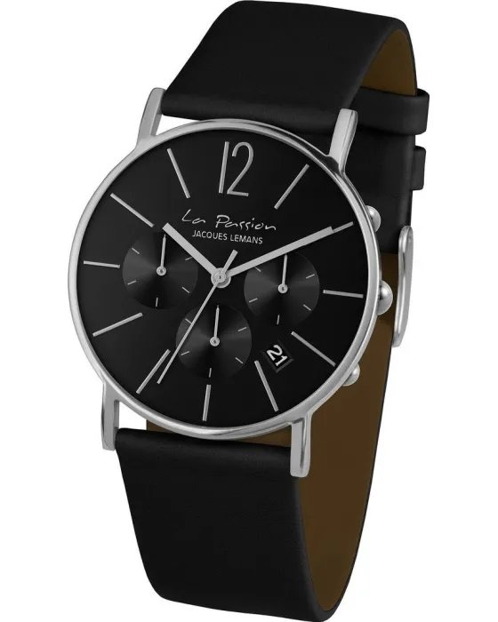 Women's watch Jacques Lemans La Passion LP-123A, Black dial, Strap in Leather