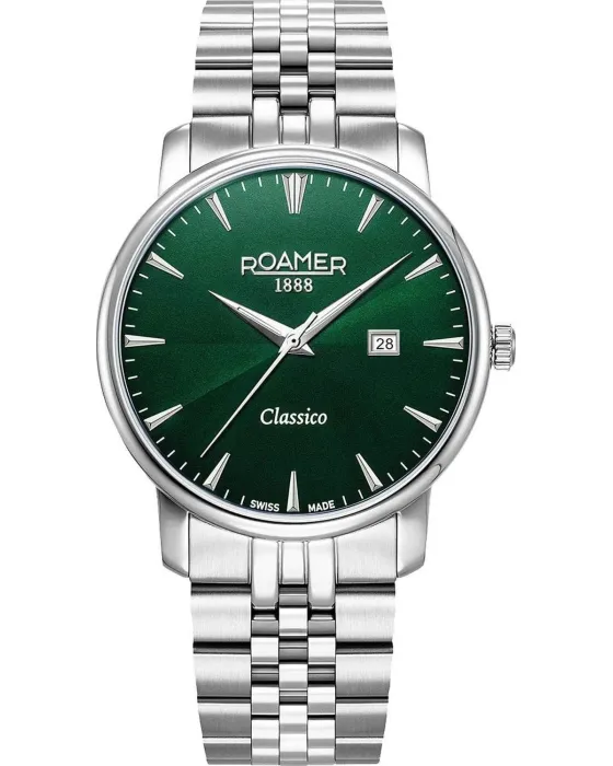 Men's watch Roamer Classico 971856-41-75-50, Green dial, Strap in Stainless Steel