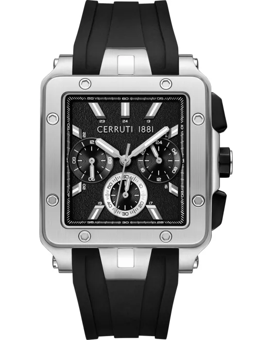 Ανδρικό ρολόι Cerruti Odissea Master CIWGQ0084901, Μαύρο καντράν, Λουρί από Σιλικόνη