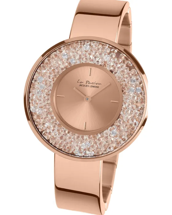 Women's watch Jacques Lemans La Passion LP-131B, Rose gold dial, Bracelet in Stainless Steel