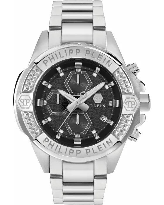 Ανδρικό ρολόι Philipp Plein The Skull Chronograph PWWFA0425, Μαύρο καντράν, Μπρασελέ από Ανοξείδωτο ατσάλι