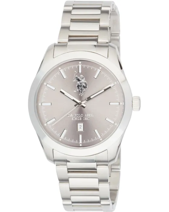 Ανδρικό ρολόι U.S. Polo Assn. Roman USP7344ST, Γκρι καντράν, Μπρασελέ από Ανοξείδωτο ατσάλι
