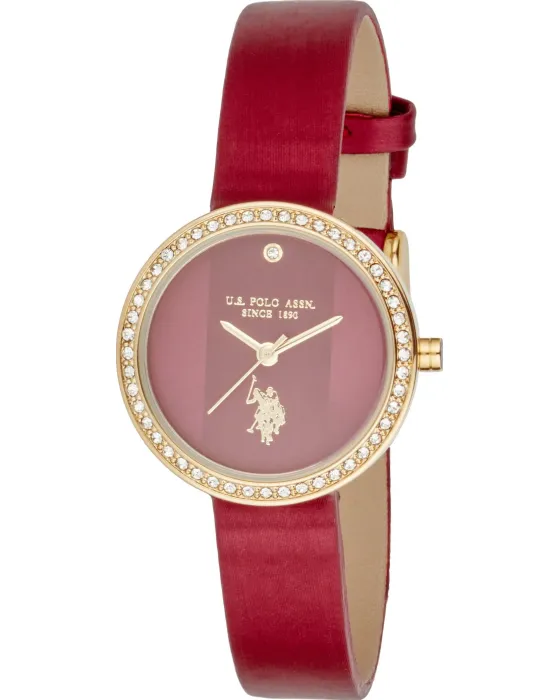 Women's watch U.S. Polo Assn. Stella USP8453BU, Red dial, Strap in Leather