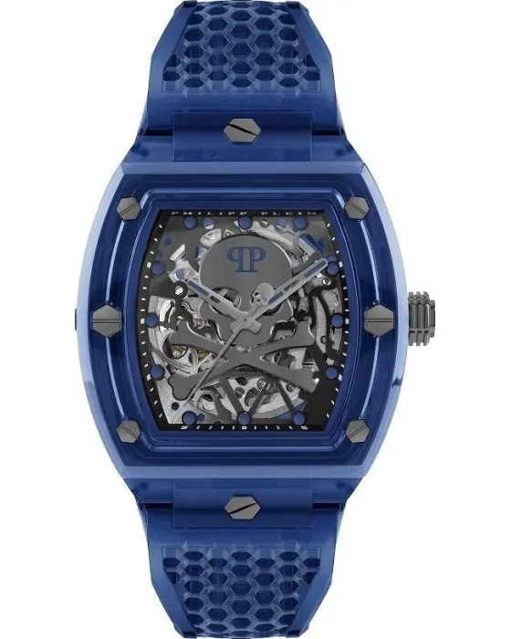 Ανδρικό ρολόι Philipp Plein The Skeleton Automatic PWPTA0324, Γκρι καντράν, Λουρί από Καουτσούκ