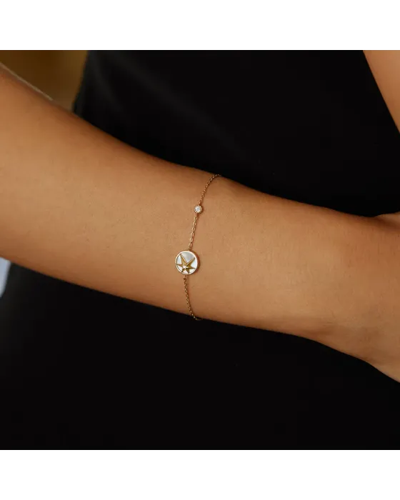 Βραχιόλι Ania Haie Gold Star Mother-of-Pearl B065-02G - 