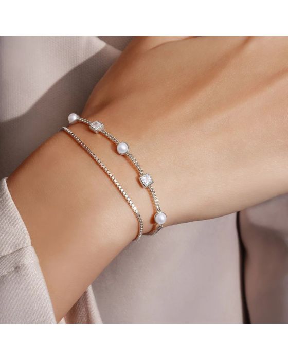 Βραχιόλι Ania Haie Bezel-Set Cube and Pearl Station B069-02H - 