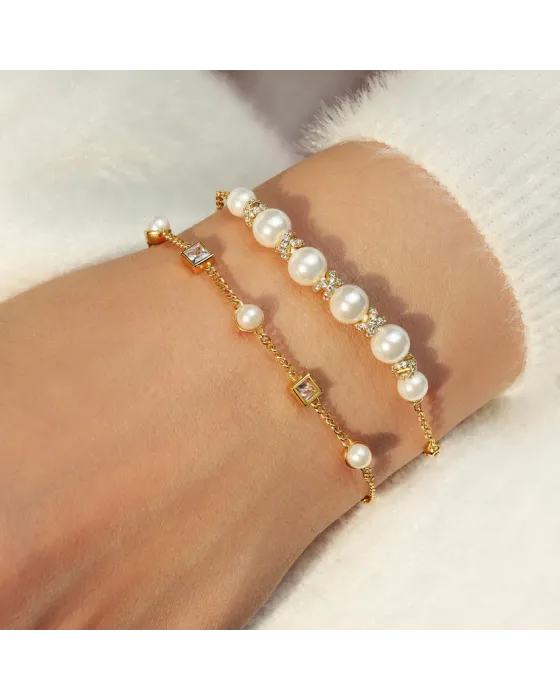 Βραχιόλι Ania Haie Bezel-Set Cube and Pearl Station B069-02G - 