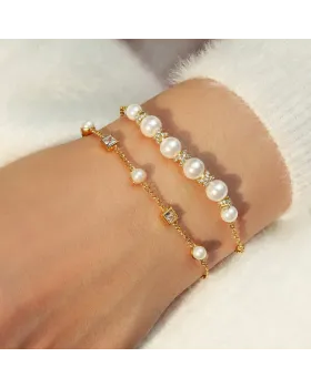 Βραχιόλι Ania Haie Sparkling Braided Shell Pearl B069-03G - 