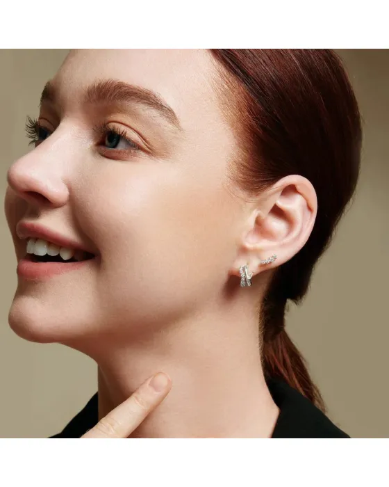 Σκουλαρίκια Ania Haie Sparkle Double Hoop E056-04H, όψη 2