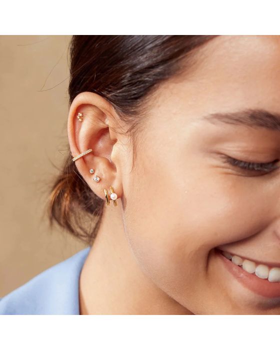 Σκουλαρίκια Ania Haie Parallel Duo Freshwater Pearl Huggies E058-02G - 