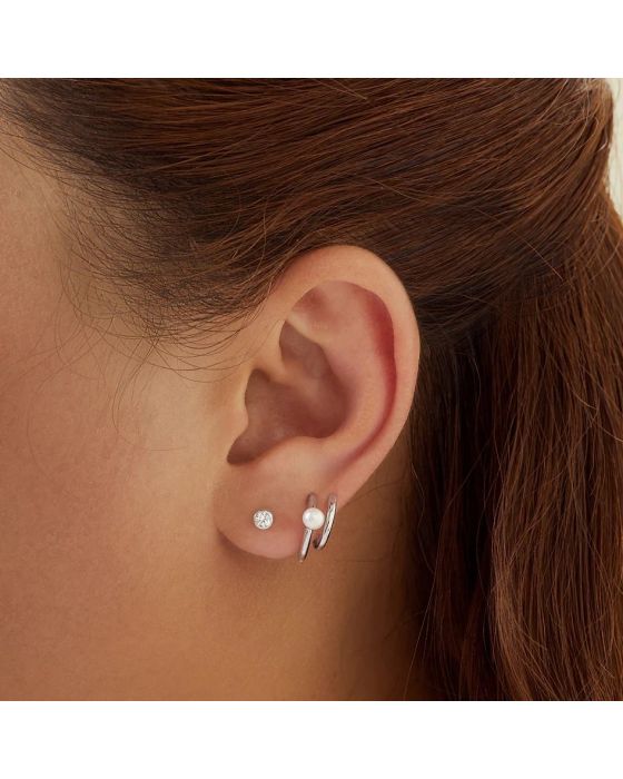 Σκουλαρίκια Ania Haie Parallel Duo Freshwater Pearl Huggies E058-02H - 