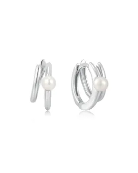 Σκουλαρίκια Ania Haie Parallel Duo Freshwater Pearl Huggies E058-02H