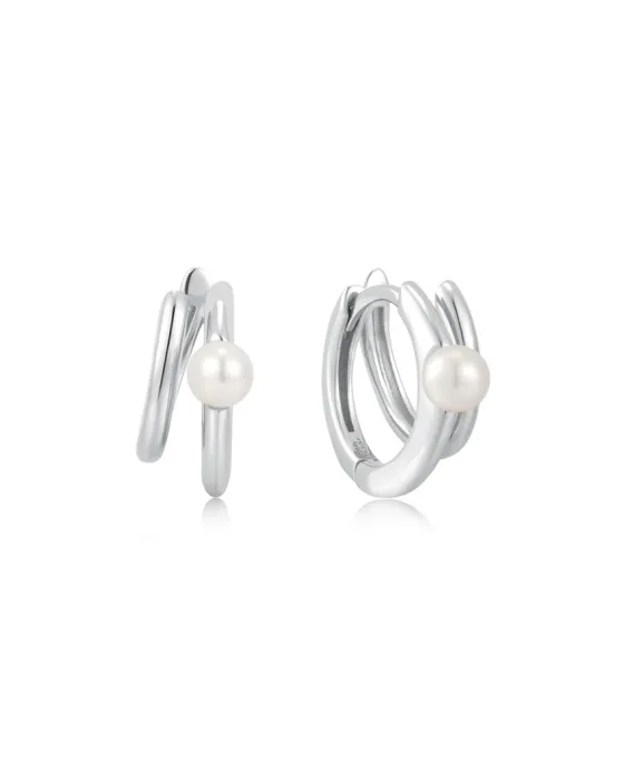 Σκουλαρίκια Ania Haie Parallel Duo Freshwater Pearl Huggies E058-02H
