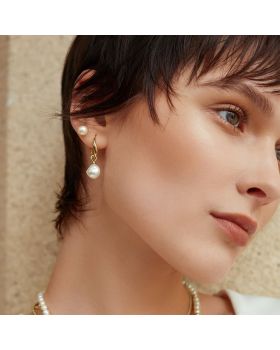 Σκουλαρίκια Ania Haie Freshwater Pearl Drop Hoops E058-05G - 