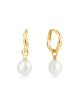 Σκουλαρίκια Ania Haie Freshwater Pearl Drop Hoops E058-05G