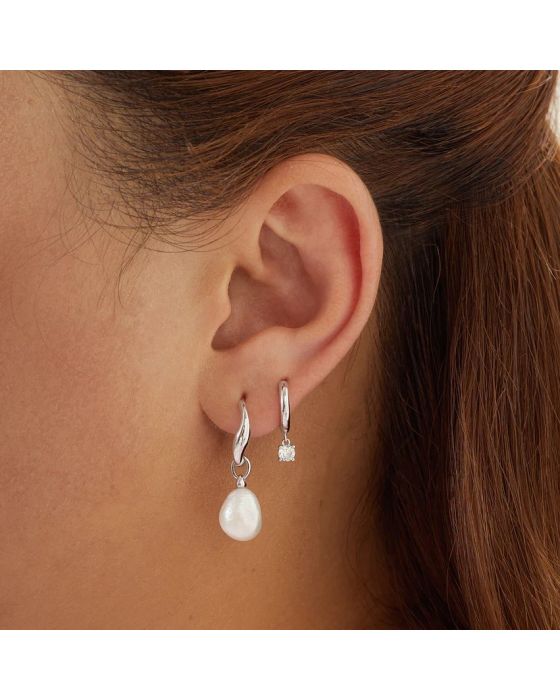 Σκουλαρίκια Ania Haie Freshwater Pearl Drop Hoops E058-05H - 