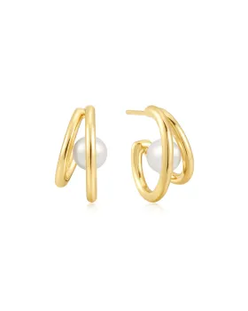 Σκουλαρίκια Ania Haie Duo Freshwater Pearl Stud Hoops E058-07G