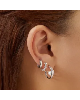 Σκουλαρίκια Ania Haie Duo Freshwater Pearl Stud Hoops E058-07H - 