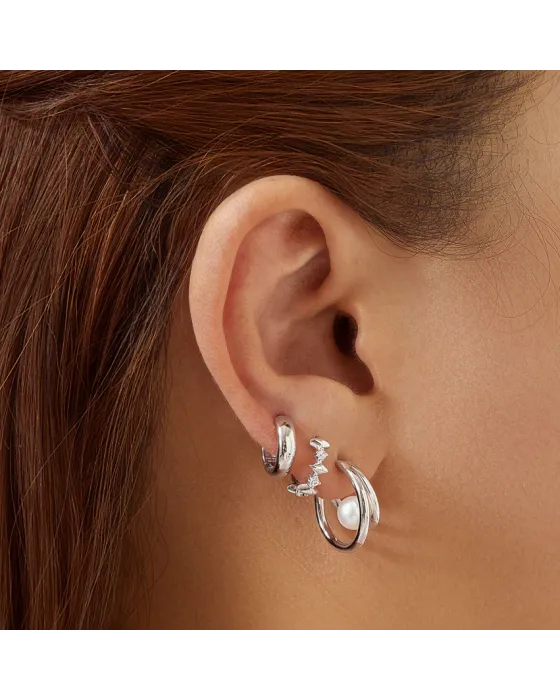 Σκουλαρίκια Ania Haie Duo Freshwater Pearl Stud Hoops E058-07H - 