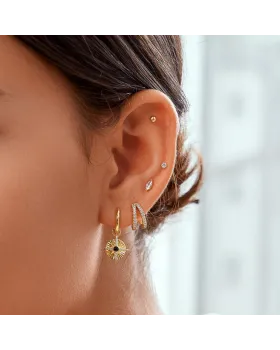 Σκουλαρίκια Ania Haie Double Pavé Huggies E059-16G - 