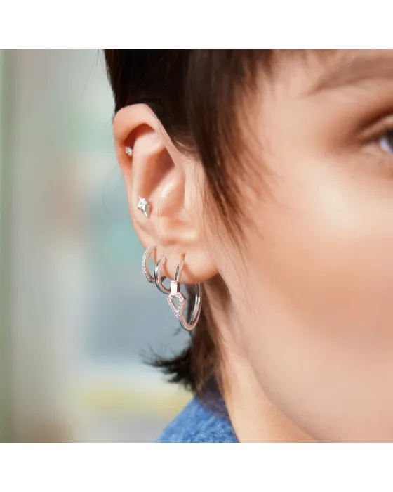 Σκουλαρίκια Ania Haie Silver Triangle Cubic Zirconia Geometric Stud Ear Jackets E059-04H - 