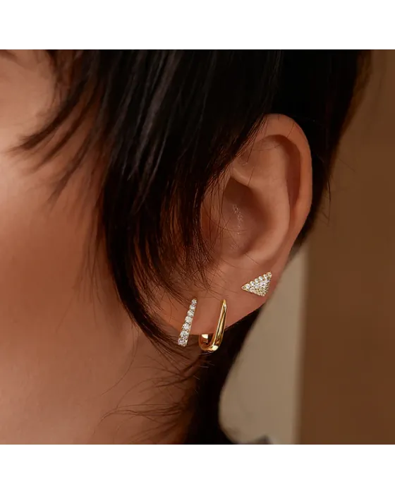 Σκουλαρίκια Ania Haie Triangular Pavé Studs E059-06G - 