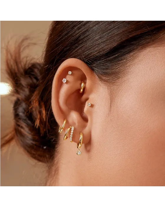 Σκουλαρίκια Ania Haie Double Mixed Huggies E059-15G - 