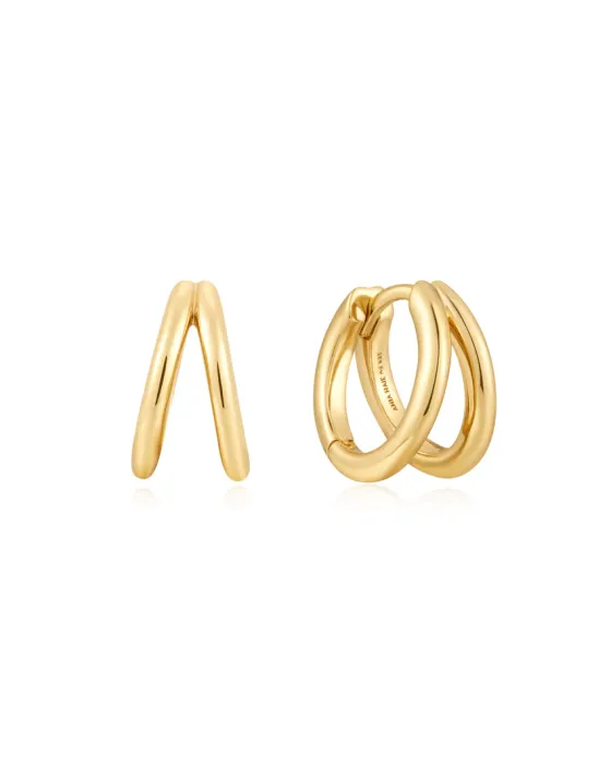 Σκουλαρίκια Ania Haie Double Huggies E059-14G